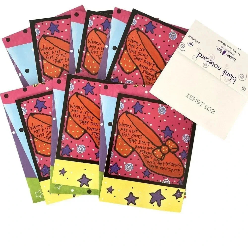 VTG 6/pk BLANK Greeting Cards Shoes Stars Funny Leanin' Tree Lori Wiseman